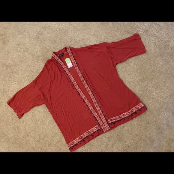 Burnt Orange Shawl w/ Design - Picture 7 of 12